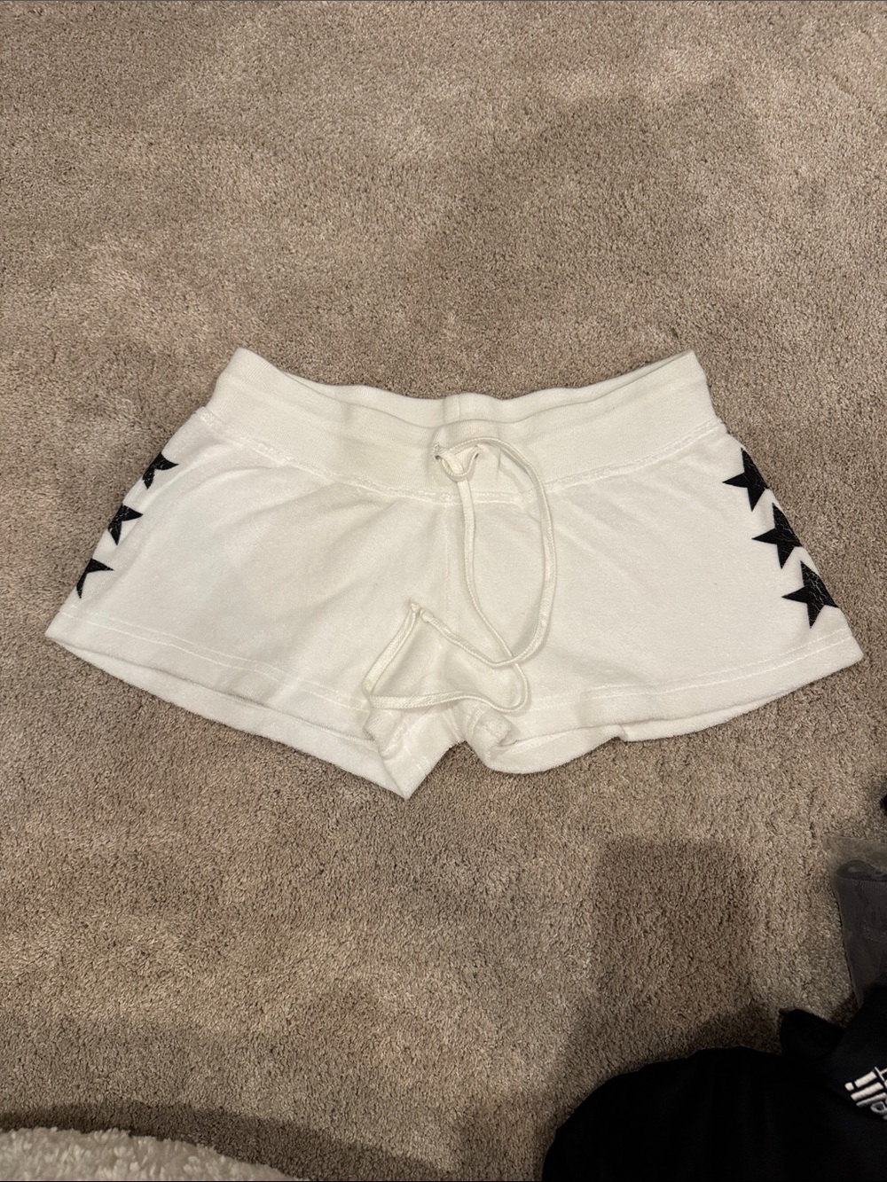 HARDTAIL JUNIOR LARGE BNWOT white terry shorts w black stars down sides.